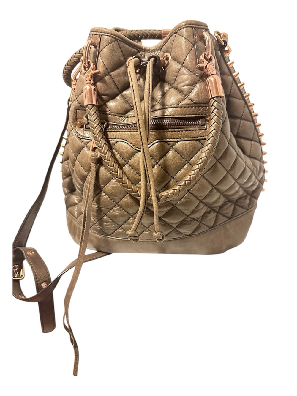 Rebecca Minkoff Brown/Bronze quilted bucket bag